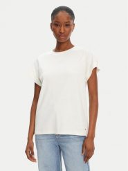 Tommy Hilfiger T-Shirt Gold Button WW0WW45628 Biały Regular Fit. Białe t-shirty damskie Tommy Hilfiger, s, bez wzorów, z bawełny, bez kołnierzyka. Za 159.99 zł.