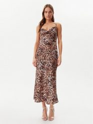 Guess Sukienka codzienna W5GK85 WH9C2 Brązowy Regular Fit. Brązowe sukienki damskie Guess, z aplikacjami, z syntetyku, bez ramiączek. Za 469.99 zł.