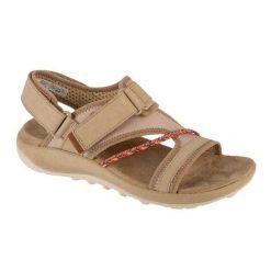 Sandały Damskie Terran 4 Ze Skórzanym Paskiem Na Plecach. Brązowe sandały damskie Merrell, bez wzorów, bez obcasa, bez zapięcia. Za 487.99 zł.