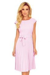 Elegancka Sukienka z Plisowanym Dołem - Wrzosowa. Fioletowe sukienki damskie NUMOCO, bez wzorów, z elastanu, eleganckie, bez ramiączek. Za 291.90 zł.