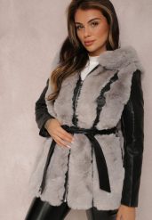 Czarno-Szara Kurtka Yesete. Czarne kurtki damskie Renee, xl, z aplikacjami. Za 129.99 zł.