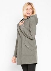 Kurtka parka softshell z kapturem. Szare kurtki damskie bonprix, bez wzorów, z softshellu, z kapturem. Za 279.99 zł.