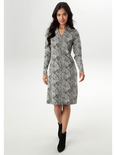 Aniston Sukienka w kolorze kremowo-czarnym rozmiar: 36. Brązowe sukienki damskie Aniston, bez wzorów, bez ramiączek. Za 65.69 zł.