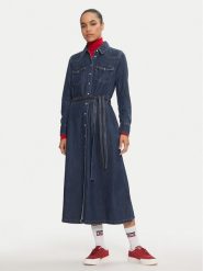 Levi's® Sukienka jeansowa Quinney A8658-0000 Granatowy Regular Fit. Niebieskie sukienki damskie bez wzorów, z bawełny, bez ramiączek. Za 299.99 zł.