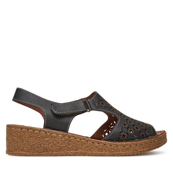 Sandały Comfortabel. Czarne sandały damskie Comfortabel, bez wzorów, bez obcasa, na koturnie, bez zapięcia. Za 269.99 zł.