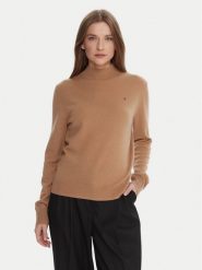 Tommy Hilfiger Sweter WW0WW47468 Beżowy Regular Fit. Brązowe swetry klasyczne damskie Tommy Hilfiger, xl, z wełny, bez kołnierzyka. Za 749.99 zł.