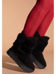 Gooce Skórzane kozaki zimowe "Bella" w kolorze czarnym rozmiar: 40. Czarne kozaki damskie Gooce, na zimę, ze skóry, bez obcasa, na platformie, bez zapięcia. Za 239.99 zł.