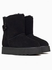 Gooce Skórzane botki zimowe "Colorado" w kolorze czarnym rozmiar: 40. Czarne botki damskie Gooce, na zimę, ze skóry, bez obcasa, na platformie, bez zapięcia. Za 217.99 zł.