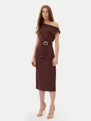 Rinascimento Sukienka koktajlowa CFC0123487003 Brązowy Regular Fit. Brązowe sukienki damskie Rinascimento, bez wzorów, z syntetyku, wizytowe, bez ramiączek. Za 459.99 zł.