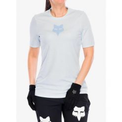 Koszulka rowerowa damska Fox Ranger SS Jersey Fox Head. Niebieskie koszulki damskie FOX, bez wzorów, z jersey, bez kołnierzyka, bez ramiączek. Za 182.99 zł.