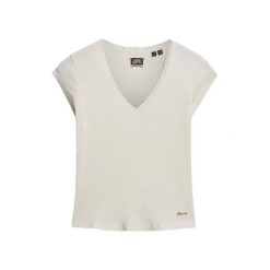 Koszulka damska z koronkowym wykończeniem Superdry Essential. Białe bluzki damskie Superdry, bez wzorów, z koronki, bez kołnierzyka, bez ramiączek. W wyprzedaży za 117.40 zł.