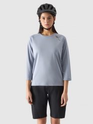 4F Longsleeve rowerowy szybkoschnący damski - niebieski M. Niebieskie koszulki sportowe damskie 4F, l, bez wzorów, z dzianiny, bez ramiączek, rowerowe. W wyprzedaży za 79.99 zł.