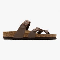Japonki damskie Birkenstock Mayari BF (71061). Brązowe klapki damskie Birkenstock, bez wzorów, bez obcasa, bez zapięcia. Za 399.99 zł.