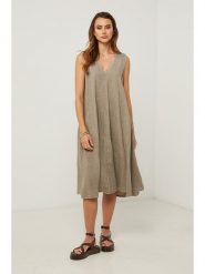 Fleur de Lin Sukienka w kolorze beżowym rozmiar: M. Brązowe sukienki damskie Fleur de Lin, bez wzorów, ze lnu, bez ramiączek. Za 218.95 zł.