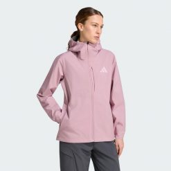 Kurtka przeciwdeszczowa Terrex Multi 2.5 Layer CLIMAPROOF. Brązowe kurtki damskie Adidas, l, bez wzorów, z materiału, bez kaptura. Za 699.00 zł.