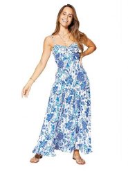 Aller Simplement Sukienka w kolorze niebiesko-białym rozmiar: 34/36. Białe sukienki damskie Aller Simplement, bez wzorów, z wiskozy, klasyczne, bez ramiączek. Za 82.99 zł.