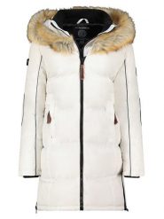 Geographical Norway Płaszcz pikowany "Beautiful" w kolorze białym rozmiar: L. Białe płaszcze damskie Geographical Norway, l, z aplikacjami, bez kaptura. Za 307.46 zł.