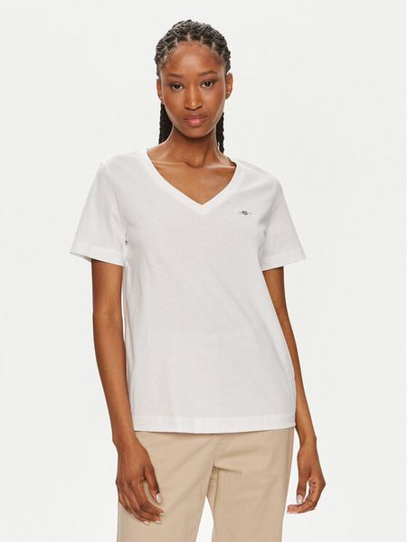 Gant T-Shirt Shield 4200750 Biały Regular Fit. Białe t-shirty damskie Gant, xs, bez wzorów, z bawełny, bez kołnierzyka. Za 119.99 zł.