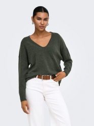 ONLY Sweter w kolorze khaki rozmiar: S. Brązowe swetry klasyczne damskie Only, s, bez kołnierzyka. Za 85.45 zł.