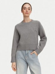 Calvin Klein Jeans Sweter LV047H320G Szary ciemny Regular Fit. Szare swetry klasyczne damskie Calvin Klein Jeans, xl, z bawełny, bez kołnierzyka. Za 569.99 zł.