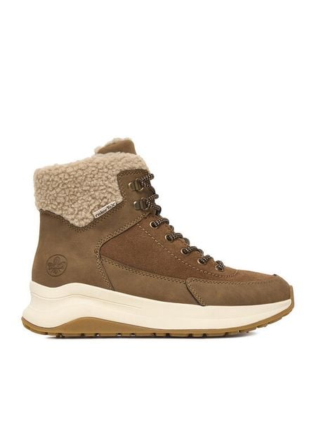 Rieker Trzewiki CEO-Z0920-24 Brązowy. Brązowe botki damskie Rieker, ze skóry, bez obcasa, na płaskiej podeszwie, bez zapięcia. Za 349.99 zł.