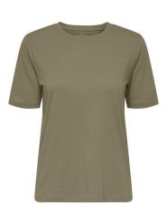 ONLY Koszulka w kolorze khaki rozmiar: S. Brązowe bluzki damskie Only, s, bez wzorów, z bawełny, bez kołnierzyka, bez ramiączek. Za 30.56 zł.