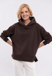 Bluza oversize B-VENA. Brązowe bluzy damskie Volcano, s, z aplikacjami, z bawełny, z kapturem. Za 159.99 zł.