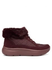 Skechers Trzewiki 144841/BURG Bordowy. Czerwone botki damskie Skechers, z materiału, bez obcasa, na płaskiej podeszwie, bez zapięcia. Za 399.99 zł.
