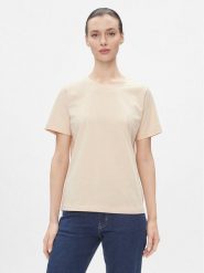 Calvin Klein T-Shirt Smooth Cotton Crew Neck Tee Ss K20K205410 Beżowy Regular Fit. Brązowe t-shirty damskie Calvin Klein, xl, bez wzorów, z bawełny, bez kołnierzyka. Za 179.99 zł.