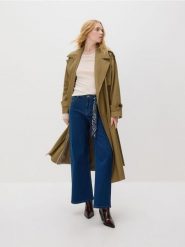 Jeansy wide leg z bandaną - granatowy. Niebieskie jeansy damskie Reserved. Za 159.99 zł.