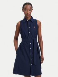 Polo Ralph Lauren Sukienka koszulowa 211968897004 Granatowy Regular Fit. Niebieskie sukienki damskie Polo Ralph Lauren, bez wzorów, z bawełny, bez ramiączek. Za 989.99 zł.