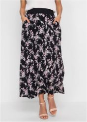 Spódnica maxi z wiskozy. Czarne spódnice damskie bonprix, bez wzorów, z wiskozy, maxi. Za 99.99 zł.