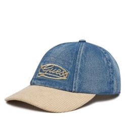 Czapka z daszkiem Guess. Niebieskie czapki z daszkiem damskie Guess, z aplikacjami. Za 159.99 zł.