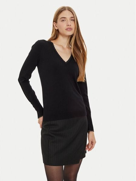 Liu Jo Sweter WF4007 MS49I Czarny Regular Fit. Czarne swetry klasyczne damskie Liu Jo, s, z wiskozy, bez kołnierzyka. Za 259.99 zł.