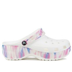 Klapki damskie do chodzenia Crocs CLASSIC PLATFORM DREAM. Białe klapki damskie Crocs, bez wzorów, bez obcasa, bez zapięcia. Za 229.00 zł.