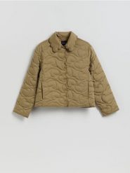 Kurtka z przeszyciami - oliwkowy. Zielone kurtki damskie Reserved, l, bez wzorów, z tkaniny, bez kaptura. Za 259.99 zł.