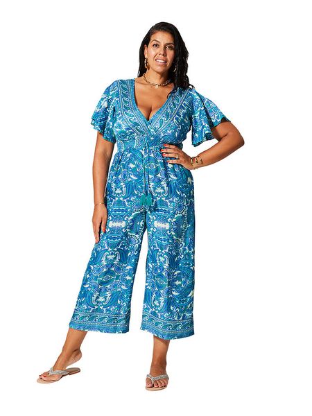 Aller Simplement Kombinezon w kolorze niebieskim rozmiar: 50/52. Niebieskie kombinezony damskie Aller Simplement, bez wzorów, klasyczne, bez kołnierzyka, bez ramiączek. Za 96.83 zł.