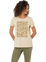 Heine Koszulka w kolorze beżowym rozmiar: 46. Brązowe koszulki damskie Heine, bez wzorów, z bawełny, bez kołnierzyka, bez ramiączek. Za 52.42 zł.