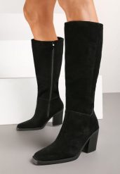 Czarne Kozaki na Obcasie ze Skóry Naturalnej Reanoria. Czarne kozaki damskie Born2be, z jeansu, bez obcasa, na obcasie, bez zapięcia. Za 269.99 zł.