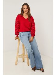 Soft Cashmere Sweter w kolorze czerwonym rozmiar: 34/36. Czerwone swetry klasyczne damskie Soft Cashmere, bez kołnierzyka. Za 152.99 zł.