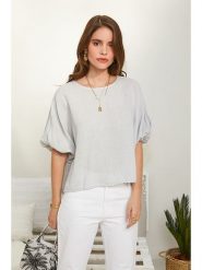 Rodier Lin Lniana bluzka w kolorze szarym rozmiar: L/XL. Szare bluzki damskie Rodier Lin, l, bez wzorów, ze lnu, bez kołnierzyka, bez ramiączek. Za 127.35 zł.