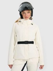 4F Kurtka narciarska w kolorze kremowym rozmiar: M. Brązowe kurtki sportowe damskie 4F, m, bez wzorów, z tkaniny, bez kaptura. Za 816.46 zł.
