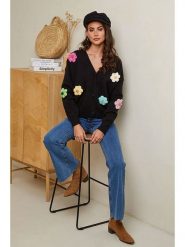 Soft Cashmere Kardigan w kolorze czarnym rozmiar: 34/36. Czarne kardigany damskie Soft Cashmere, z aplikacjami, z kaszmiru. Za 104.99 zł.