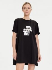 KARL LAGERFELD Koszula nocna A3W45007 Czarny Regular Fit. Czarne koszule nocne i halki KARL LAGERFELD, bez wzorów, z bawełny, bez ramiączek. Za 279.99 zł.