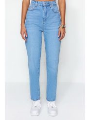 Trendyol Dżinsy - Tapered fit - w kolorze błękitnym rozmiar: 34. Niebieskie jeansy damskie Trendyol, z podwyższonym stanem. Za 79.03 zł.