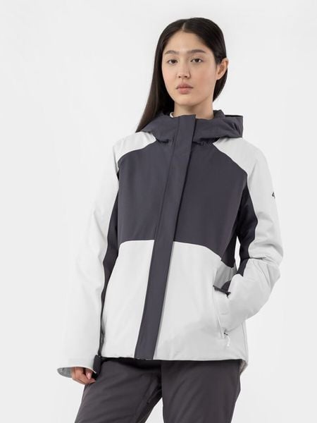 4F Kurtka narciarska w kolorze szaro-białym rozmiar: S. Białe kurtki sportowe damskie 4F, m, bez wzorów, bez kaptura. Za 249.17 zł.