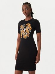 Versace Jeans Couture Sukienka codzienna 80HAOE01 CJ02E Czarny Slim Fit. Czarne sukienki damskie Versace Jeans Couture, bez wzorów, z bawełny, bez ramiączek. Za 939.99 zł.