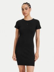 Tommy Jeans Sukienka letnia Flag DW0DW22613 Czarny Slim Fit. Czarne sukienki damskie Tommy Jeans, bez wzorów, z bawełny, bez ramiączek. Za 289.99 zł.