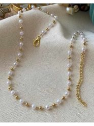 Luseera Pozłacany naszyjnik - dł. 45 cm rozmiar: onesize. Białe naszyjniki damskie Luseera, z perłą, pozłacane. Za 34.99 zł.