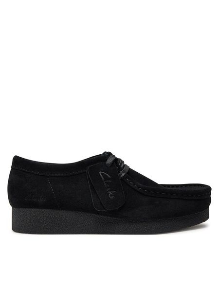 Clarks Półbuty Wallabee Evo Sh 26174746 Czarny. Czarne półbuty damskie Clarks, bez wzorów, ze skóry, bez obcasa, na płaskiej podeszwie, bez zapięcia. Za 276.99 zł.